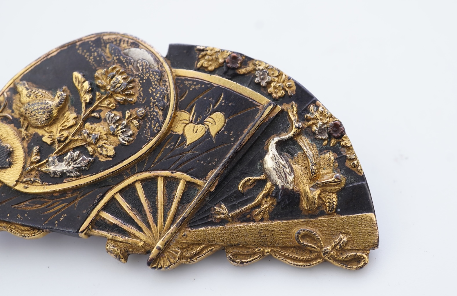 A Victorian shakudo brooch, circa 1880